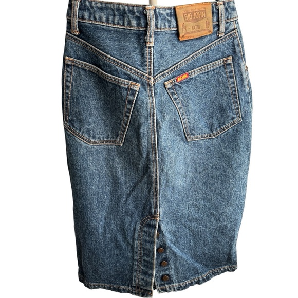 Big John Japanese Denim Skirt Size 9/10 Button Back Vent 100 Cotton - Picture 5 of 16